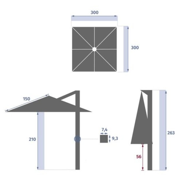UMBRELA MELHIA 3X3M PUN