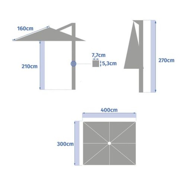 UMBRELA EQUADOR 4X3M ANO G/SL