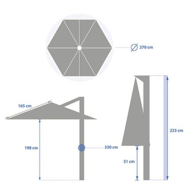 UMBRELA NAULIA 3.3M GRAU
