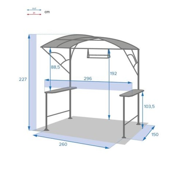 BBQ GAZEBO NEIBA 2,96X1,5 GRAP