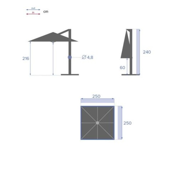 UMBRELA MANOA 2,5X2,5M BURG