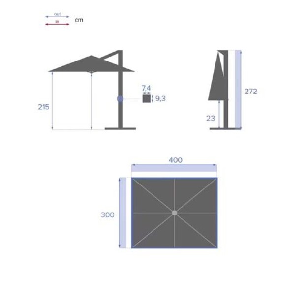 ELEA UMBRELA POLI 4X3M PULITA