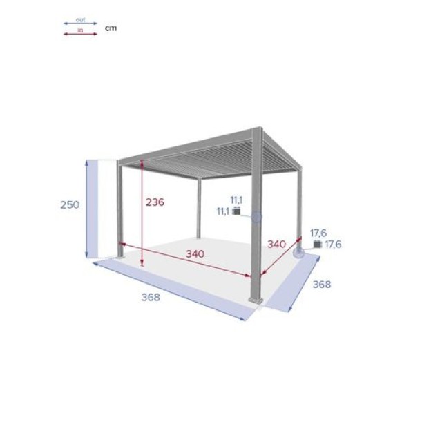 EVORA GAZEBO 3,6X3,6M GRAP