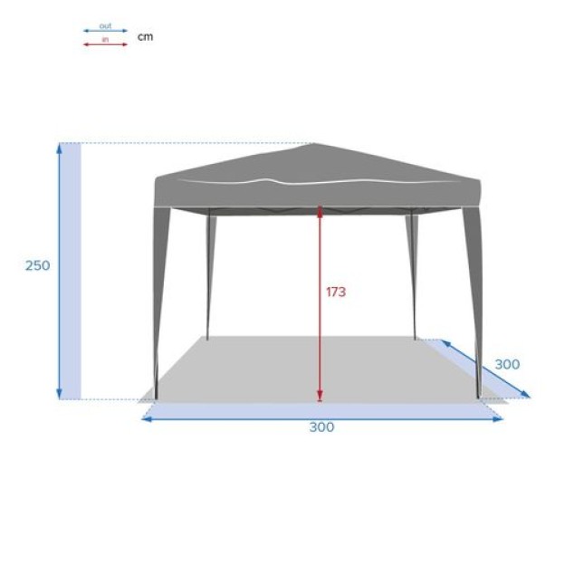 QUICK UP GAZEBO 3X3M SLATE GRE