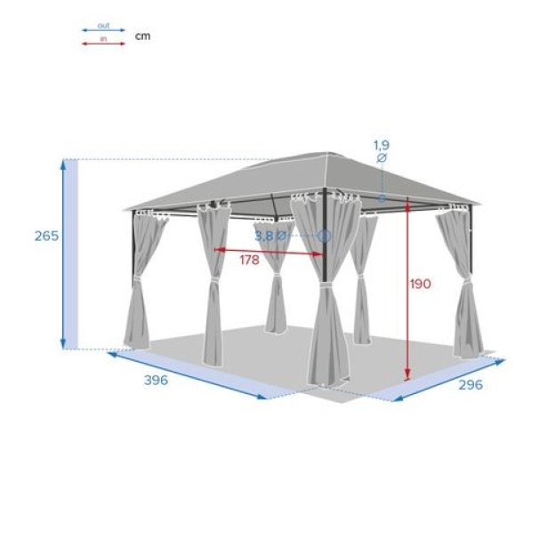 SANTORINI GAZEBO 4X3M SL GRI