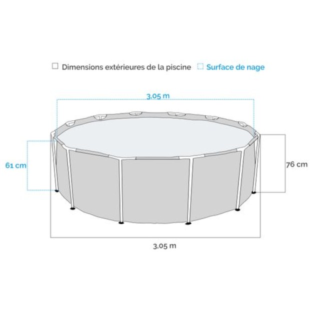 CADA METALICA 3M05X0,76M KIT PISCINA