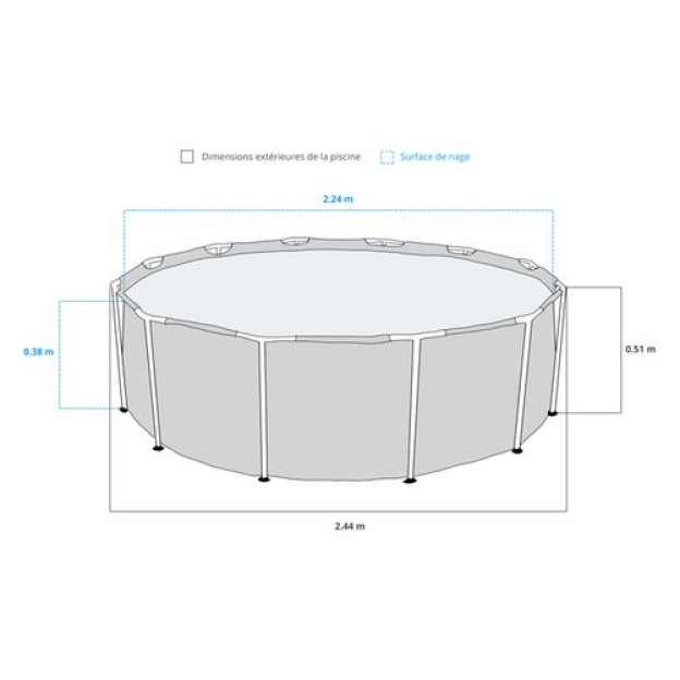 KIT PISC TUB ROND 2.44X0.51M