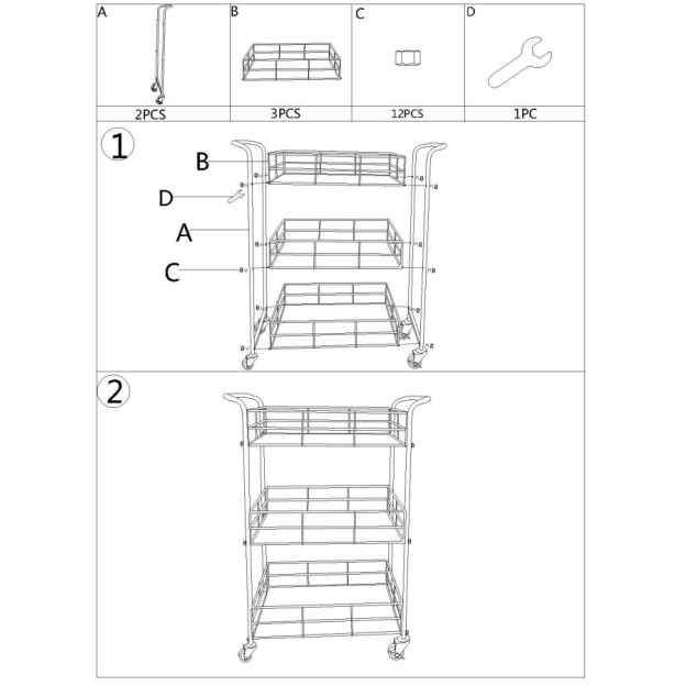 CARUCIOR PENTRU SERVIRE GLAM RET. CM 60X30,5X80