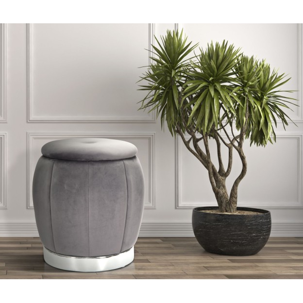 PUFF/DEPOZITARE PARIS GRIGIO/SILVER CM Ø 43X43
