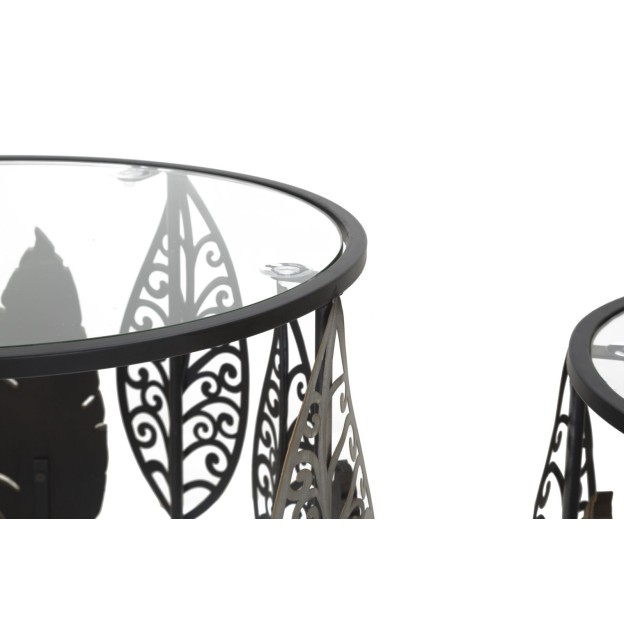 SET 2 MESE FERRO E LEGNO FOGLIE 38X55-33X50