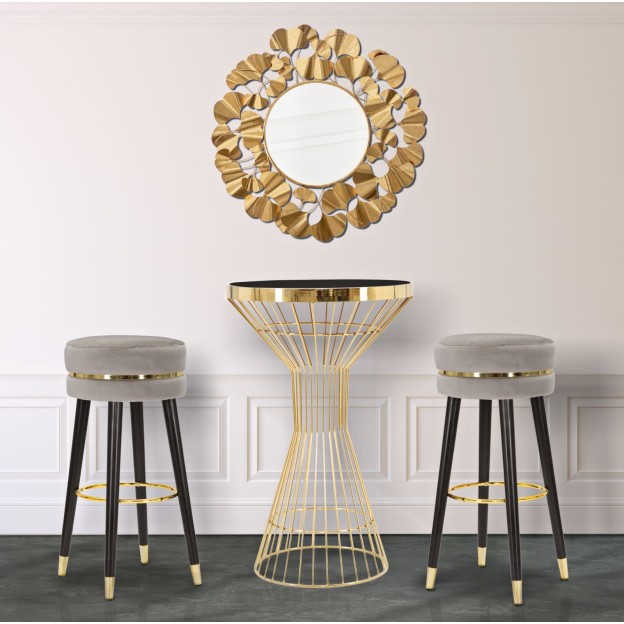 TABURET DE BAR PARIS GRIGIO/GOLD CM Ø 35X74