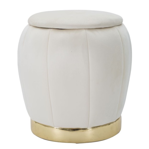 TABURET CU DEPOZITARE PARIS CREMA/GOLD CM Ø 43X43