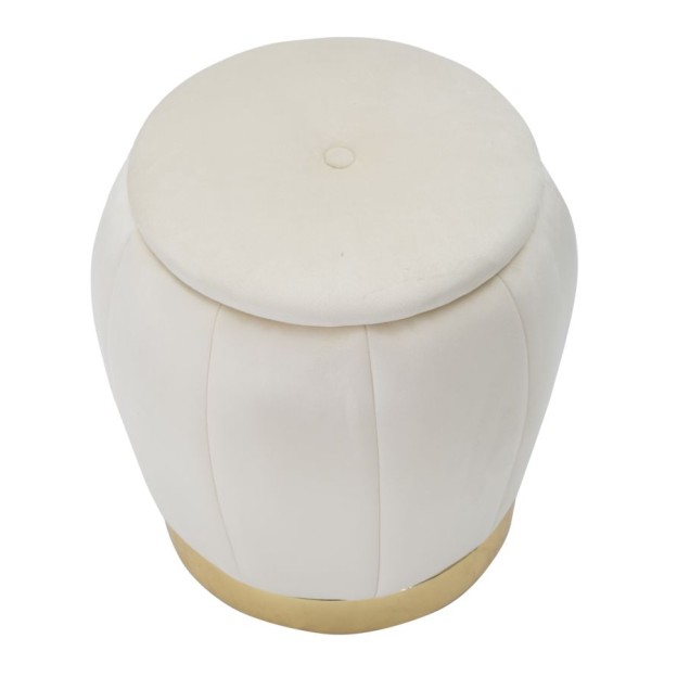 TABURET CU DEPOZITARE PARIS CREMA/GOLD CM Ø 43X43