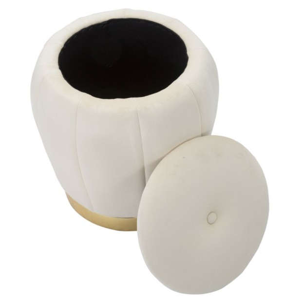 TABURET CU DEPOZITARE PARIS CREMA/GOLD CM Ø 43X43