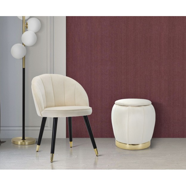 TABURET CU DEPOZITARE PARIS CREMA/GOLD CM Ø 43X43