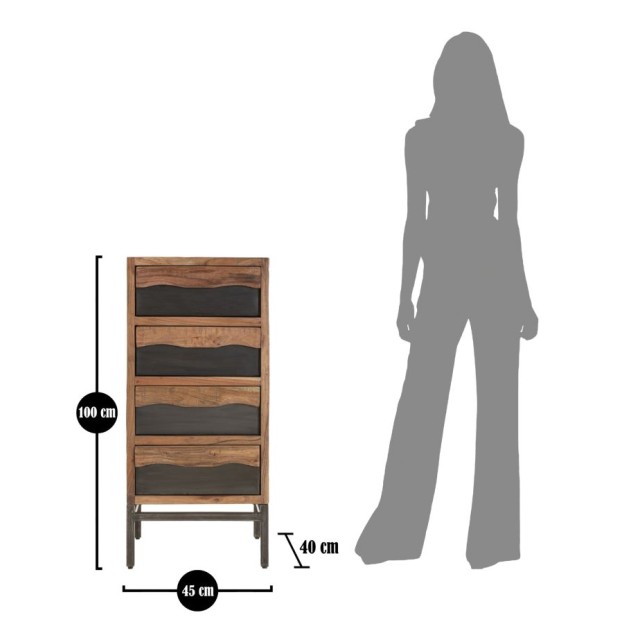 COMODA YELLOWSTONE CM 45X40X100 (LEGNO DI ACACIA NILOTICA)