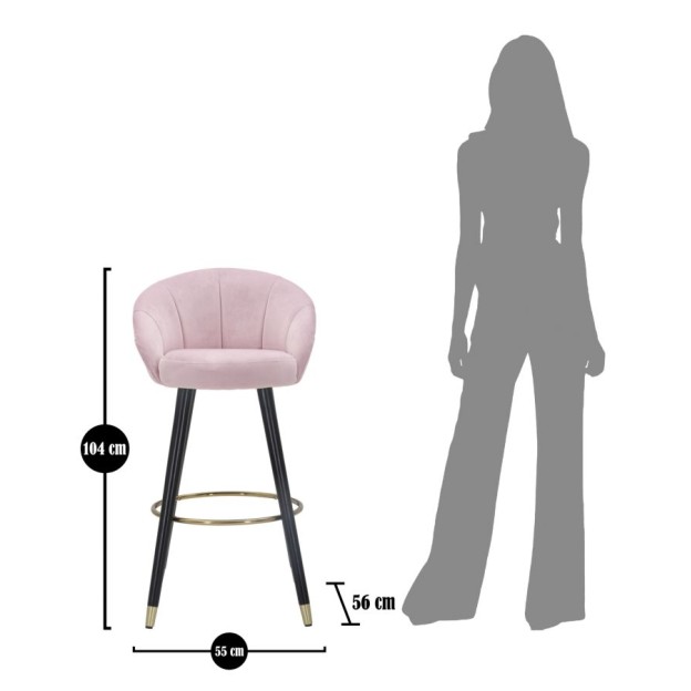 TABURET DE BAR PRAGA ROSA CM 55X56X104