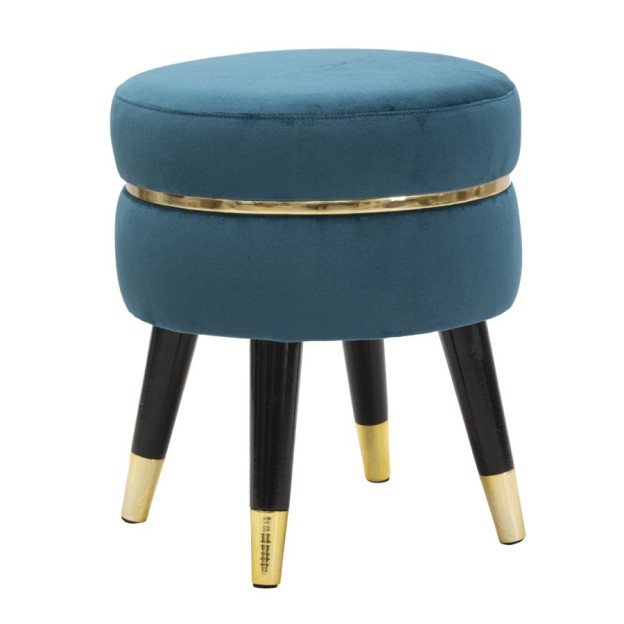 TABURET PARIS TEAL/AUR CM Ø 35X40,5