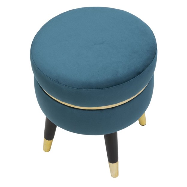TABURET PARIS TEAL/AUR CM Ø 35X40,5