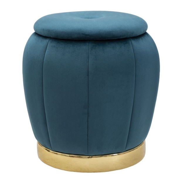 TABURET DEPOZITARE PARIS TEAL/AUR CM Ø 43X43