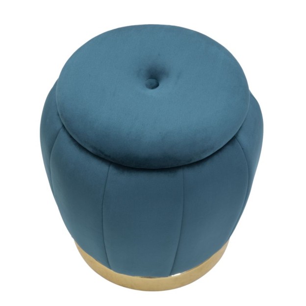 TABURET DEPOZITARE PARIS TEAL/AUR CM Ø 43X43