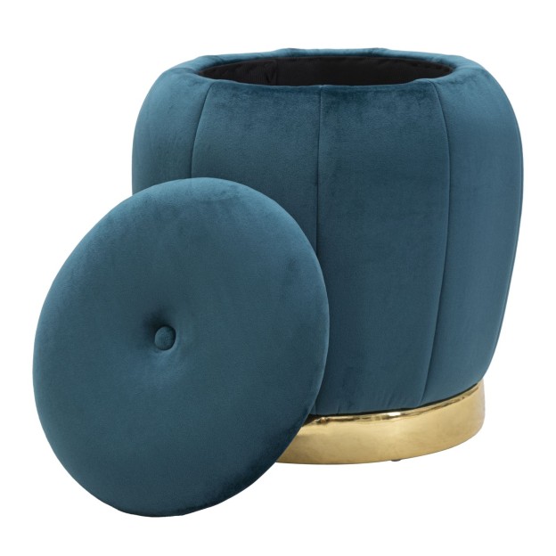 TABURET DEPOZITARE PARIS TEAL/AUR CM Ø 43X43