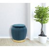 TABURET DEPOZITARE PARIS TEAL/AUR CM Ø 43X43