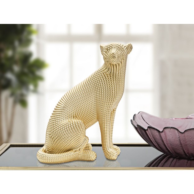 FIGURINA LEOPARD GOLD CM 23X15,5X29