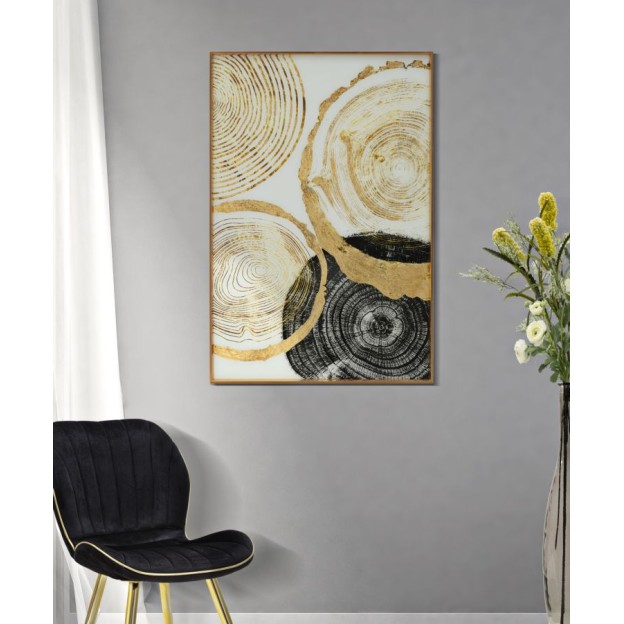 PANOU DE PERETE STICLA CU CADRU WOODY CM 60X3,5X90