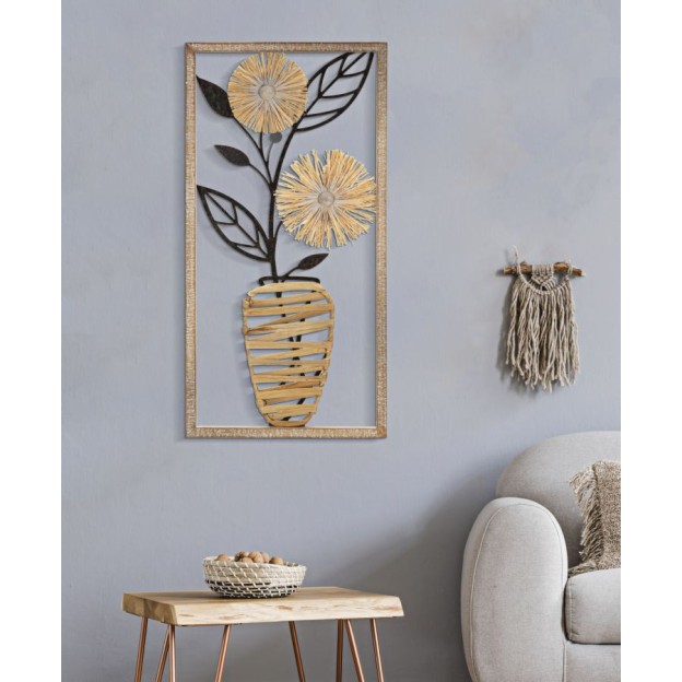 PANOU DE PERETE FIER/LEMN VASO CM 40X3,5X80