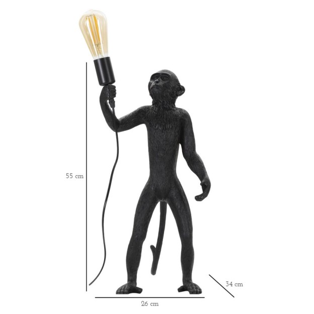 LAMPĂ DE MASA MONKEY NEGRĂ CM Ø 26X34X55