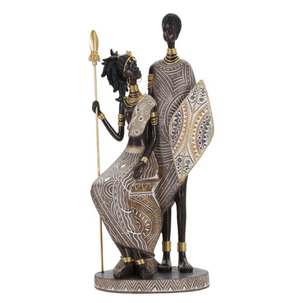 STATUIE FAMILIA TRIBALA MASAI CM 16,5X11,5X38