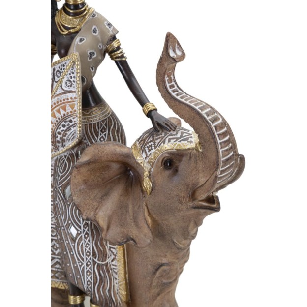 STATUIE MASAI TRIBAL CU ELEFANT CM 22,5X12X32,5