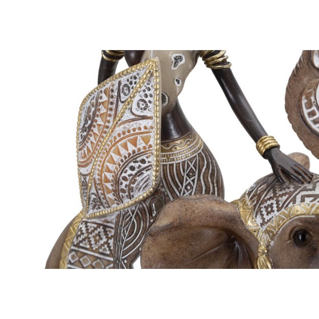 STATUIE MASAI TRIBAL CU ELEFANT CM 22,5X12X32,5