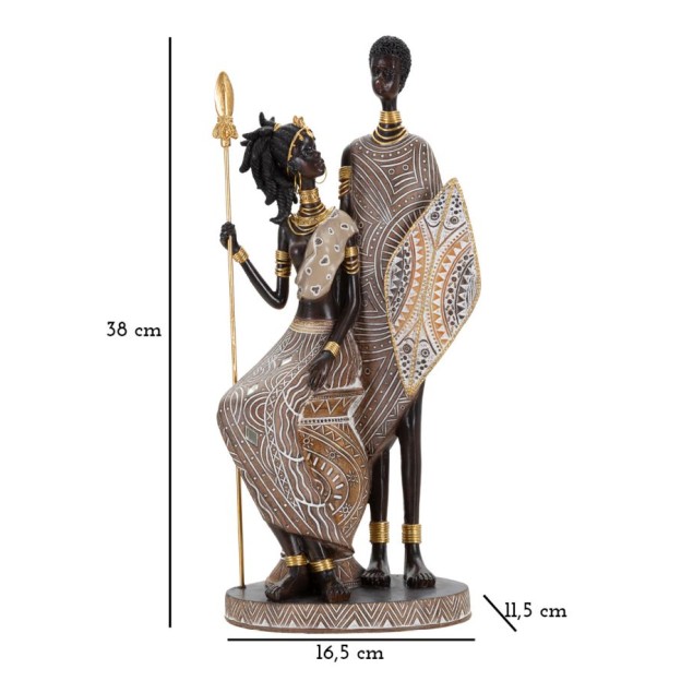 STATUIE FAMILIA TRIBALA MASAI CM 16,5X11,5X38