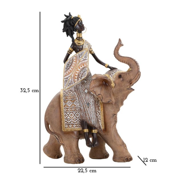 STATUIE MASAI TRIBAL CU ELEFANT CM 22,5X12X32,5