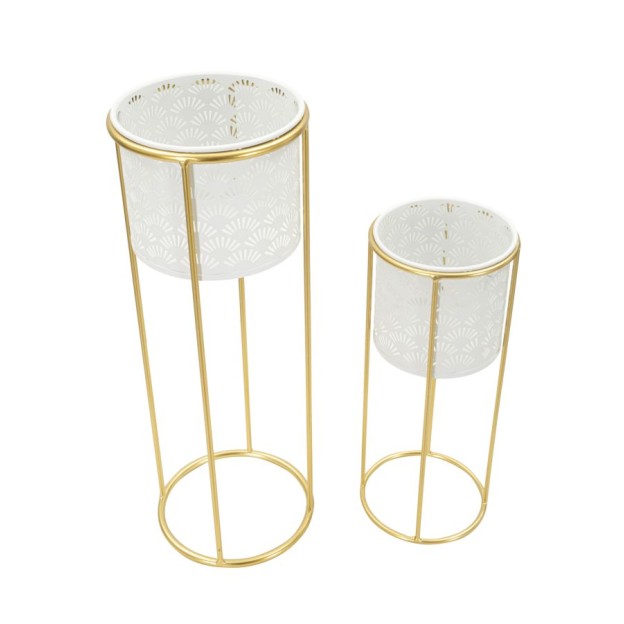 SUPORT VAZA ALB SET 2 BUC CM Ø 17X46-14X34