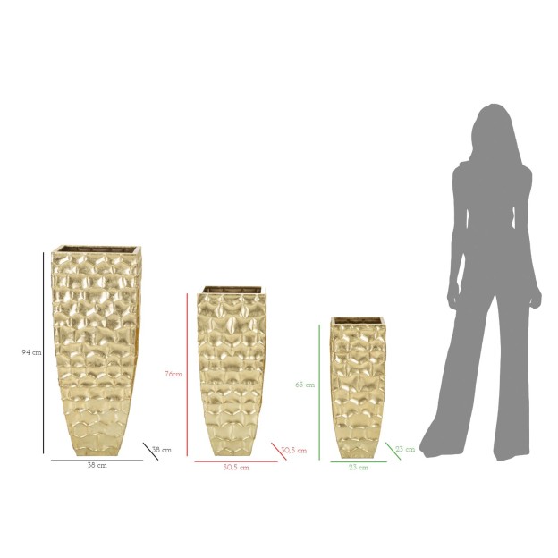 VAZA DECORATIVA GLODY SET 3 BUC CM 38X38X94-30,5X30,5X76- 23x23x63