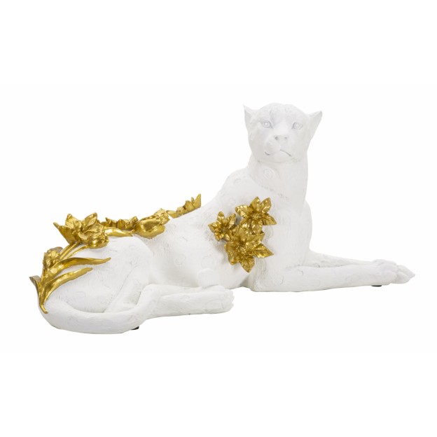 FIGURINA LEOPARD ALB/AUR CM 53X21,5X24
