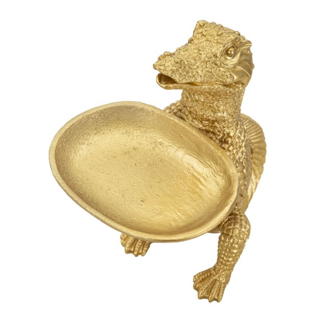 FIGURINA DECORATIVA COCODRILE DE AUR CM 23X15,25X26,60