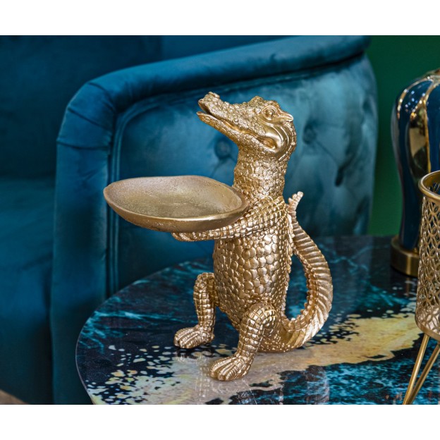 FIGURINA DECORATIVA COCODRILE DE AUR CM 23X15,25X26,60