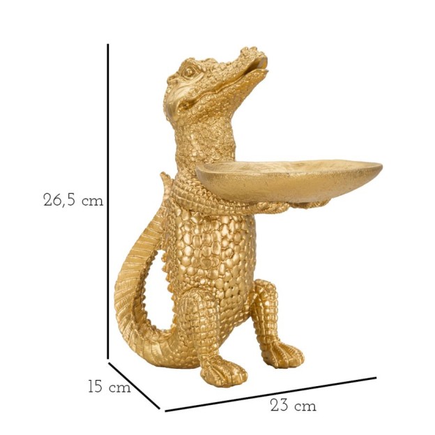 FIGURINA DECORATIVA COCODRILE DE AUR CM 23X15,25X26,60