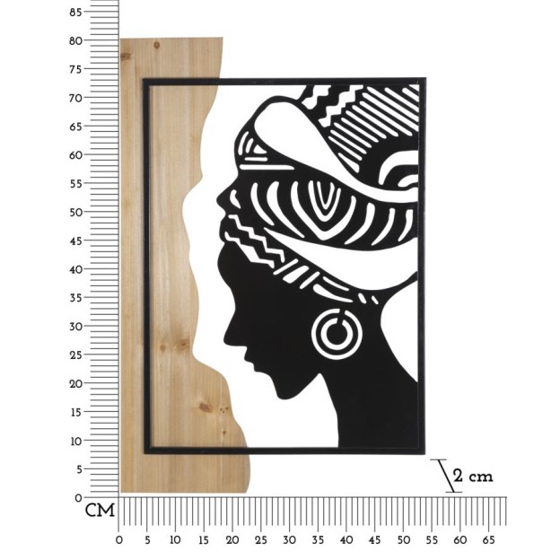 PANOU DE PERETE TRIBAL FIER SI LEMN CM 53X2X80