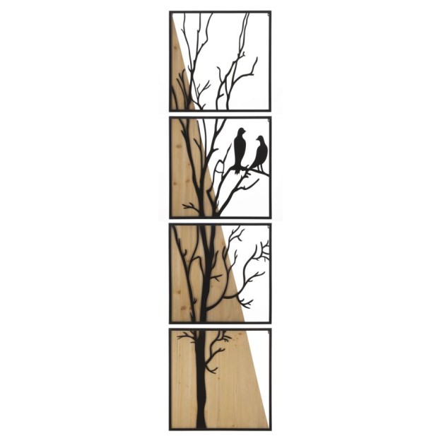 PANOU DE PERETE FIER SI LEMN SET 4 BUC 50X2X200 (50X2X50)