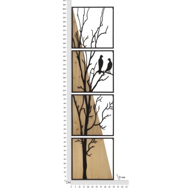 PANOU DE PERETE FIER SI LEMN SET 4 BUC 50X2X200 (50X2X50)