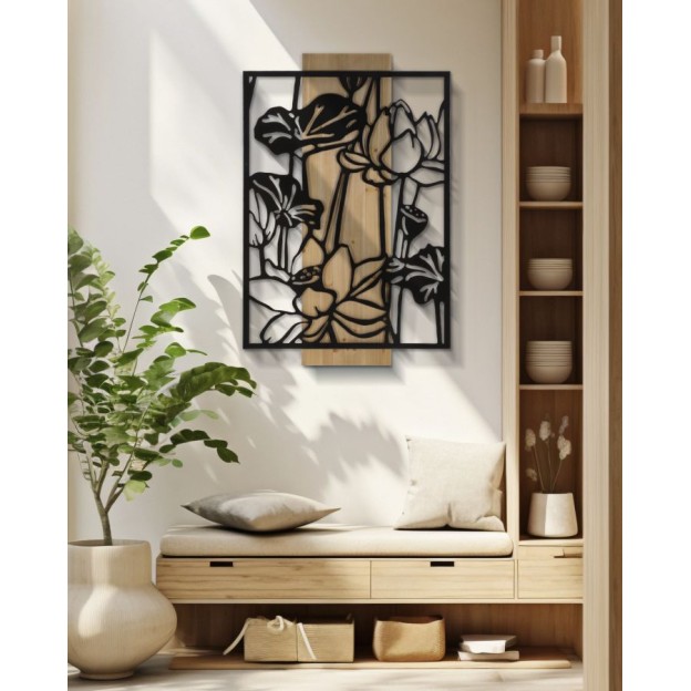 PANOU DE PERETE LOTUS FIER SI LEMN CM 60X2X90