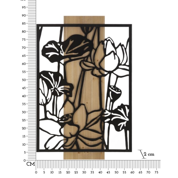 PANOU DE PERETE LOTUS FIER SI LEMN CM 60X2X90