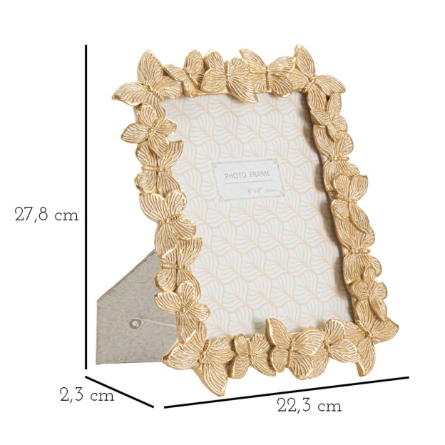 RAMA FOTO FARFALLE GLOD CM 22,3X2,3X27,8 (DIMENSIUNE FOTO INTERIOR CM 15X20)