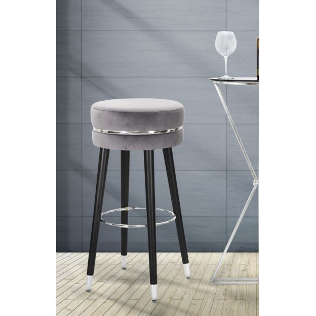 TABURET DE BAR PARIS GRIGIO/SILVER CM Ø 35X74