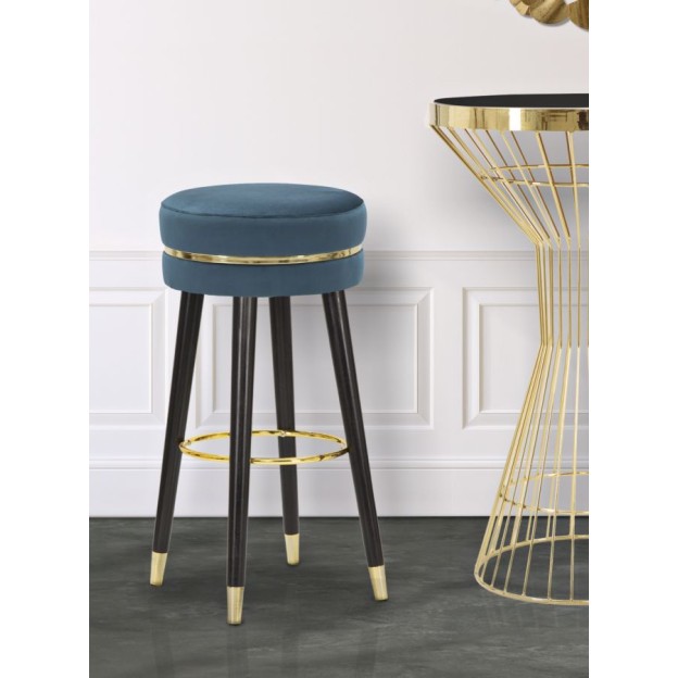 TABURET DE BAR PARIS TEAL/AUR CM Ø 35X74